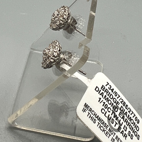 Ladies Diamond & Sterling Silver Earrings  NWT - Picture 4 of 7